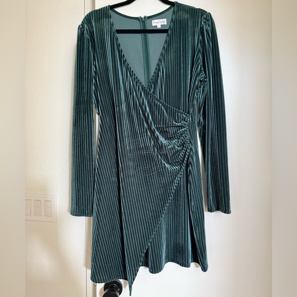 Holiday Green Velvet Mini Dress